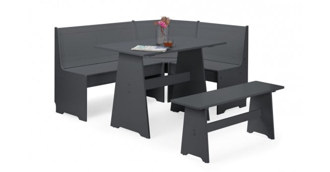 Julian Bowen Newport Corner Dining Set With Storage Bench - Anthracite