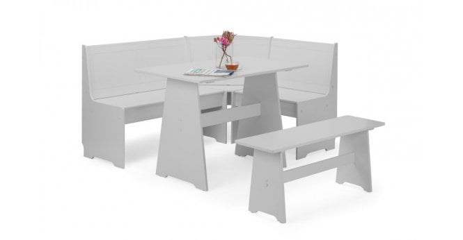 Julian Bowen Newport Corner Dining Set With Storage Bench - Dove Grey