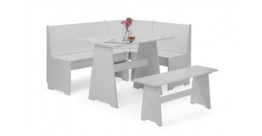 Newport Corner Dining Set With Storage Bench - Dove Grey