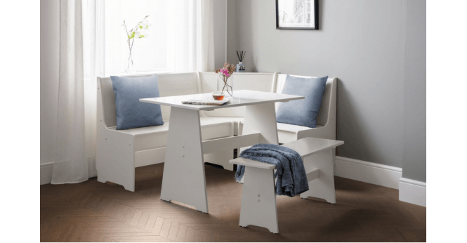 Julian Bowen Newport Corner Dining Set With Storage Bench - Surf White