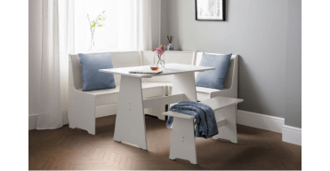 Newport Corner Dining Set With Storage Bench - Surf White