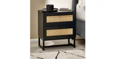 Padstow 2 Drawer Bedside - Black