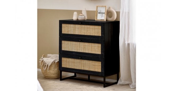 Julian Bowen Padstow 3 Drawer Chest - Black