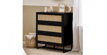 Padstow 3 Drawer Chest - Black