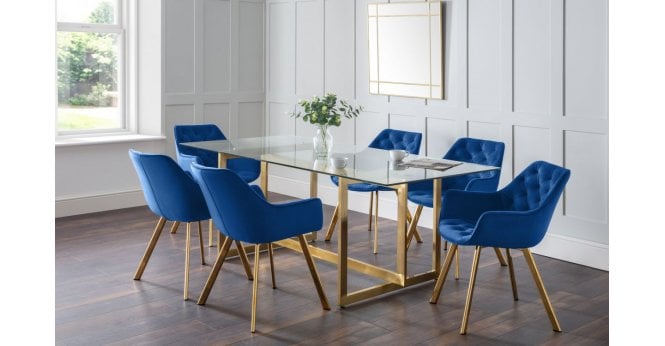 Julian Bowen PAIR of Lorenzo Dining Chairs - Blue