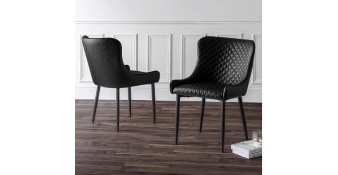 Julian Bowen PAIR of Luxe Velvet Dining Chairs - Black