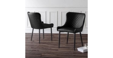 PAIR of Luxe Velvet Dining Chairs - Black