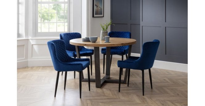 Julian Bowen PAIR of Luxe Velvet Dining Chairs - Blue