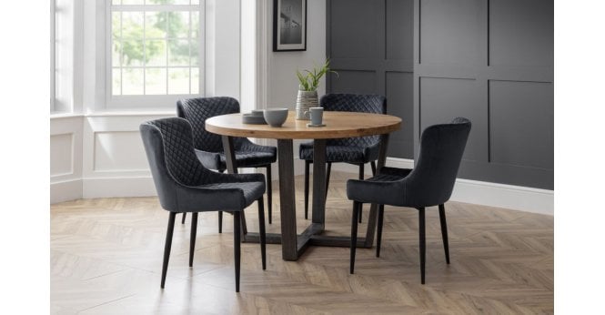 Julian Bowen PAIR of Luxe Velvet Dining Chairs - Grey