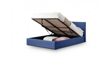 Rialto Ottoman Storage 150cm King Bed  Dark Blue