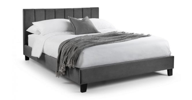 Julian Bowen Rosa Grey Velvet Upholstered 135cm Double Bed