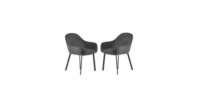 Julian Bowen Set of 2 Lima Grey Velvet Dining Chairs