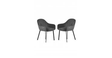 Set of 2 Lima Grey Velvet Dining Chairs