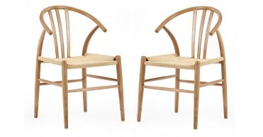 Set of 2 Symi Natural Oak Dining Chairs