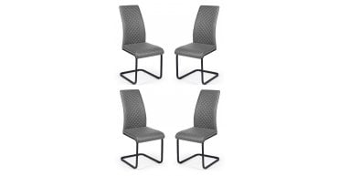 Set of 4 Xavier Grey Upholstered Cantilever Dining Chairs