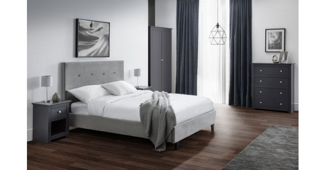 Julian Bowen Shoreditch High Headboard Slate Velvet Bed 135Cm