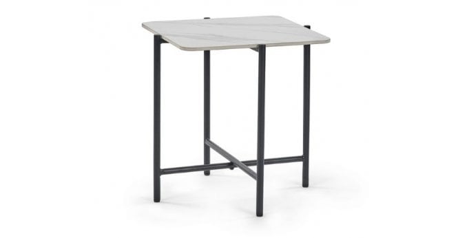 Julian Bowen Siena White Marbled Sintered Stone Square Lamp Table