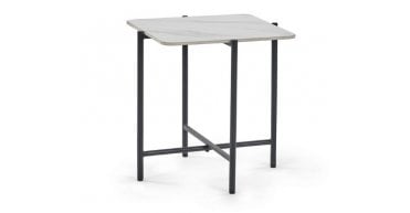 Siena White Marbled Sintered Stone Square Lamp Table