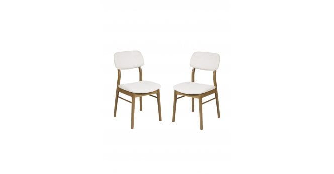 Julian Bowen Theia Set of 2 White Boucle Upholstered Dining Chairs