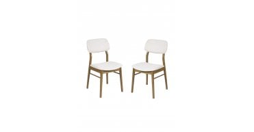 Theia Set of 2 White Boucle Upholstered Dining Chairs