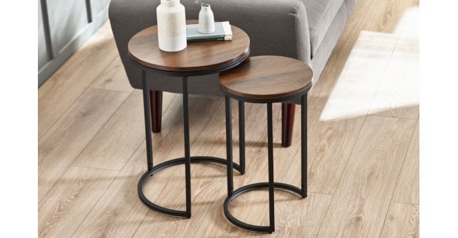 Julian Bowen Tribeca Round Nesting Side Tables Walnut