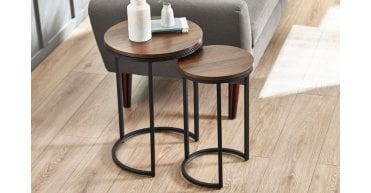 Tribeca Round Nesting Side Tables Walnut
