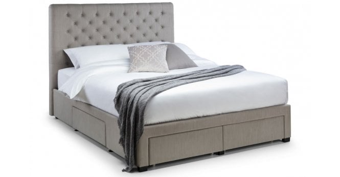 Julian Bowen Wilton 4 Drawer 135cm Double Bed - Grey Linen