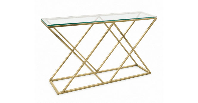Kettle Interiors CLEARANCE - Mint Glass and Gold Console Table