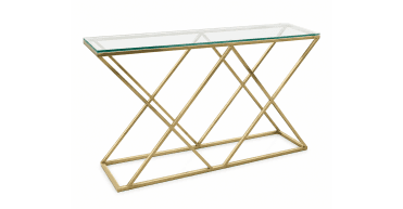 CLEARANCE - Mint Glass and Gold Console Table