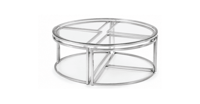 Kettle Interiors CLEARANCE - Mint Glass and Silver Round Coffee Table