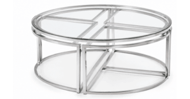 CLEARANCE - Mint Glass and Silver Round Coffee Table