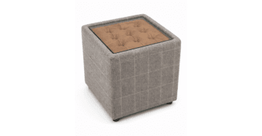 CLEARANCE - Side Table Leather and Grey with Glass Top