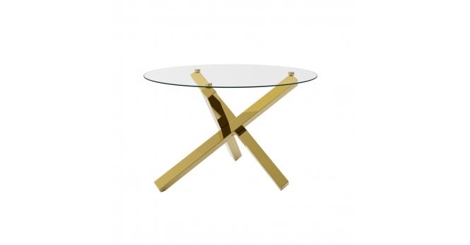 LPD Home Capri Dining Table Glass Top With Gold Legs