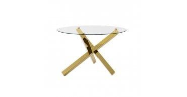 Capri Dining Table Glass Top With Gold Legs