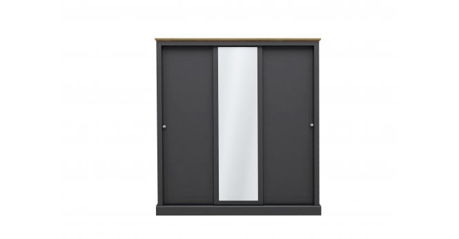 LPD Home Devon 3 Door Sliding Wardrobe Charcoal