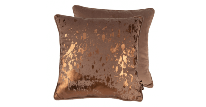 Malini  BRONZE FOIL SPLASH CUSHION ON TAUPE 45 X 45