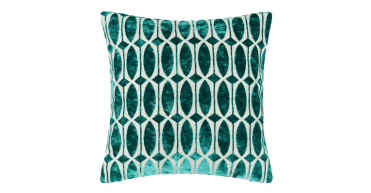 MALINI PM ABSTARCT GEO CUT VELVET CUSHION TEAL IN 43X43CM