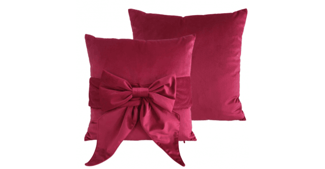 Malini  PM VELV CUSHION WITH BOW FUSCHIA 45 X 45