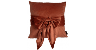 MALINI PM VELV CUSHION WITH BOW ORANGE  45 X 45