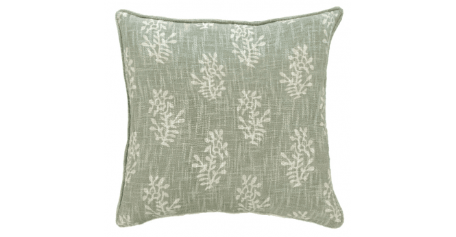 Malini  PRINTED BLOCK FLOWER DBLE SIDED CUSHION GREEN50 X 50