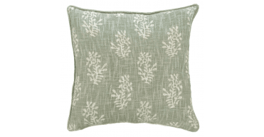 MALINI PRINTED BLOCK FLOWER DBLE SIDED CUSHION GREEN50 X 50