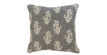 MALINI PRINTED BLOCK FLOWER DBLE SIDED CUSHION GREY 50 X 50