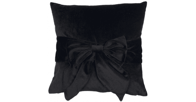 Malini  VELV CUSHION WITH BOW BLACK 45 X 45