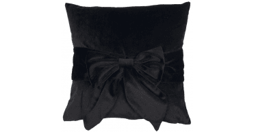 MALINI VELV CUSHION WITH BOW BLACK 45 X 45