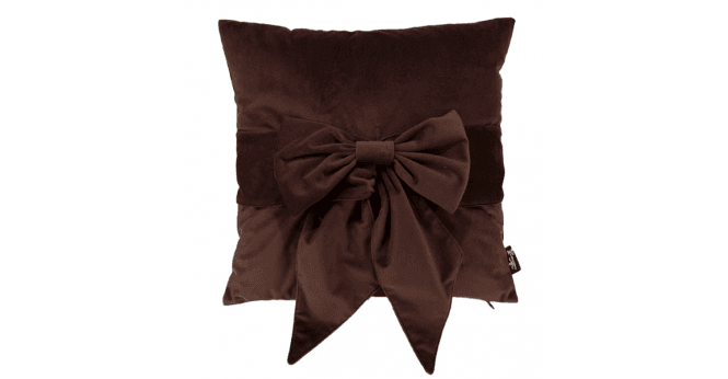 Malini  VELV CUSHION WITH BOW CHOC 45 X 45