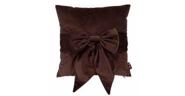 MALINI VELV CUSHION WITH BOW CHOC 45 X 45