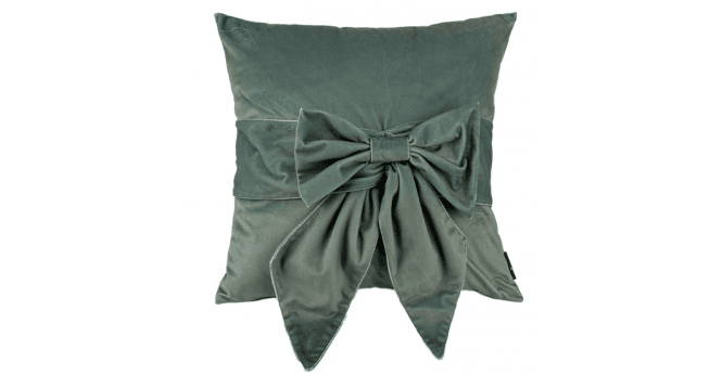 Malini  VELV CUSHION WITH BOW SAGE 45 X 45