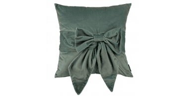 MALINI VELV CUSHION WITH BOW SAGE 45 X 45