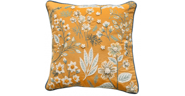 MALINI YELLOW AND BLUE EMB FLORAL45 X 45