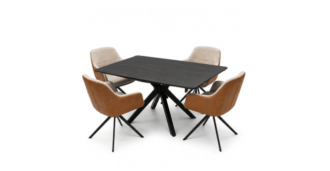 Moduleax CLEARANCE - Haku Electric Extending Table and 4 Ferrara Chairs